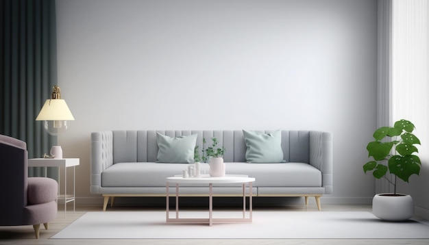 A living room with a couch and a coffee table.