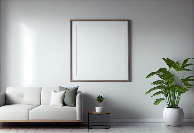 a living room with a couch, a plant, a couch and a plant on the table.