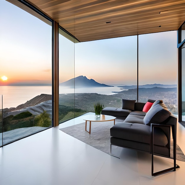 A living room with a couch and a table with a coffee table on it.