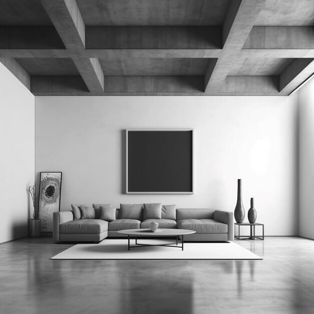 Photo a living room with a couch and a television on the wall.