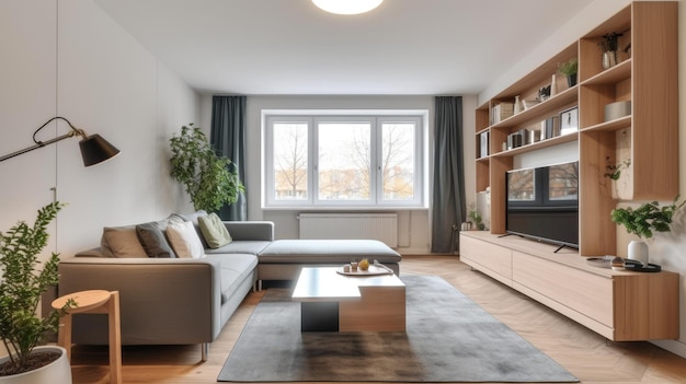 A living room with a couch and a tv