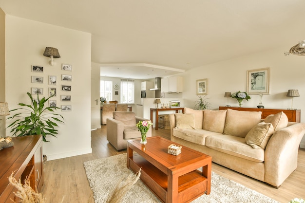 A living room with couches and a coffee table