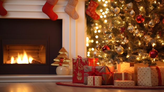 A living room with a decorated tree waiting for Santa at Christmas Will Santa Claus bring gifts