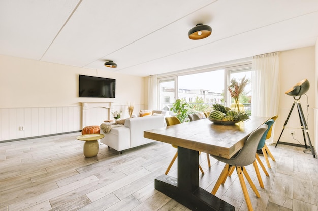 Living room with dining area