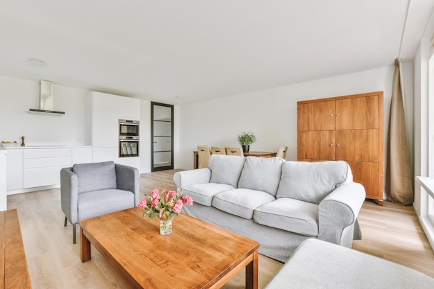 Living room with dining area