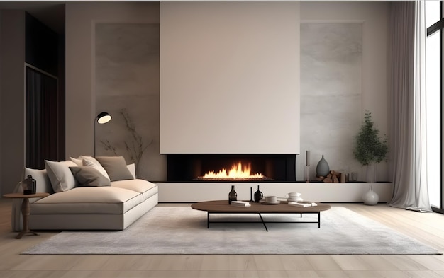 A living room with a fireplace and a large white screen that says'the best'on it