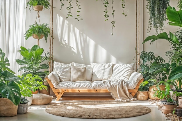 Фото Жилая комната с оранжерейными растениями жилая комната интерьер комнаты стены макет в теплых тонах