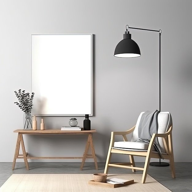 A living room with a lamp and a lamp on the table.