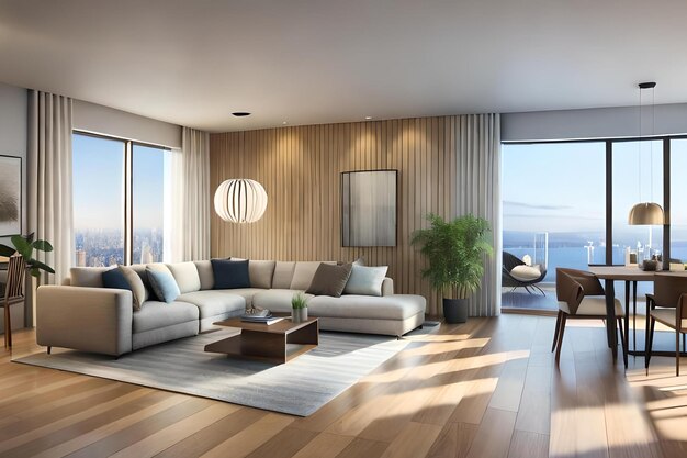 A living room with a large couch and a coffee table.