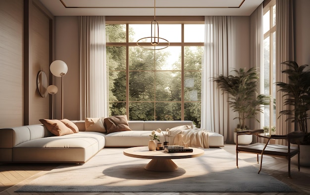 A living room with a large window that has a large window that says'the best'on it