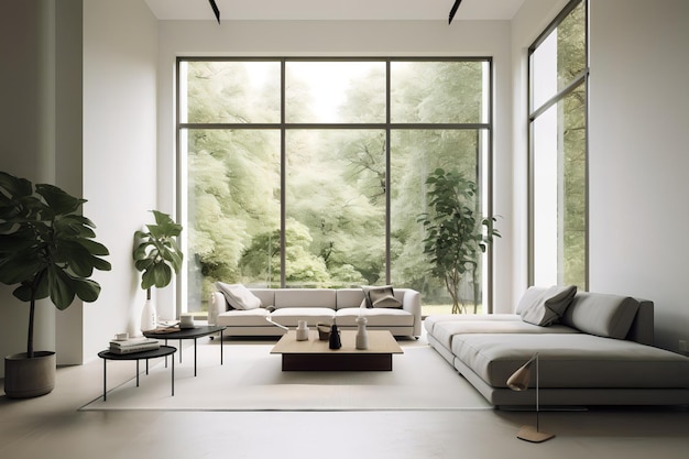 A living room with a large window that has a large window that says " the word " on it.