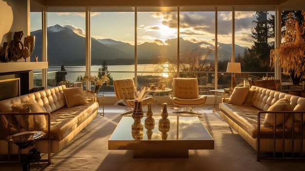 Photo a living room with luxury furniture