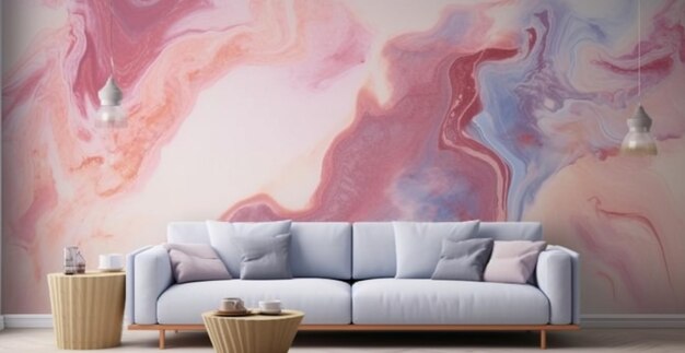 A living room with a pink and purple wallpaper that says'wallpapers '