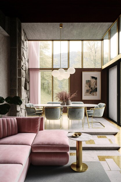 pink living room  Architecture & Interior Design