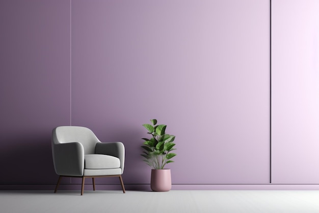 Living room with purple sofa
