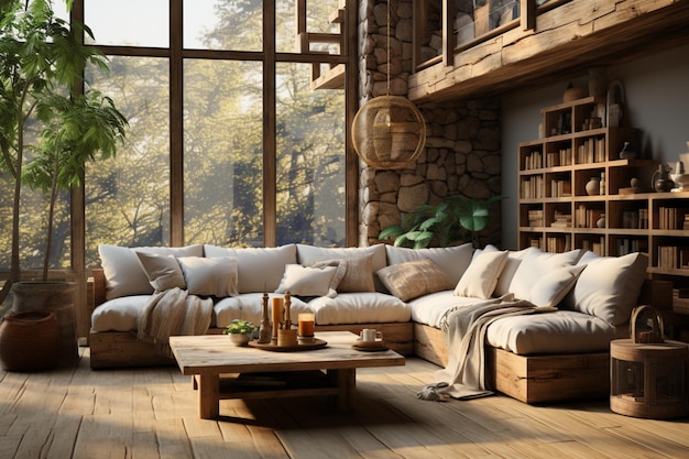 Living room with a rustic concept