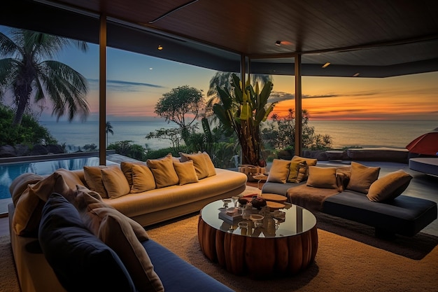 Living room with a view of the ocean