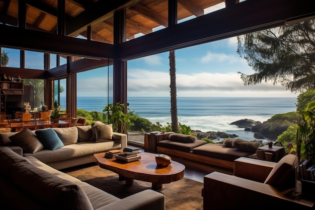 Living room with a view of the ocean