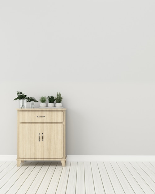 Living room with wooden cabinet