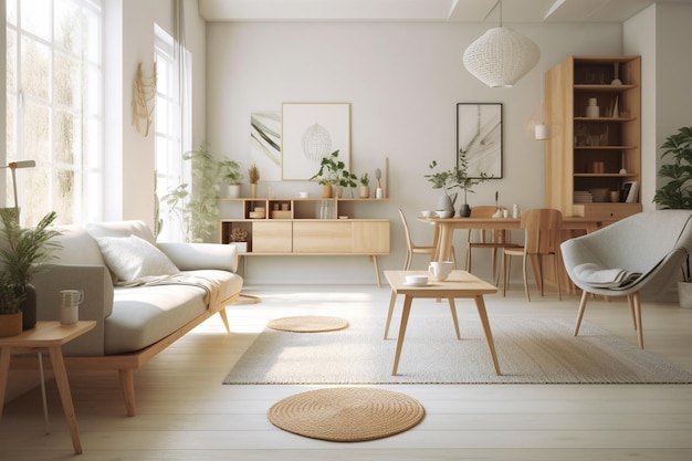 A living room with a wooden table and a couch that says'the word home'on it