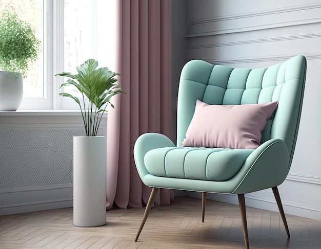 The living rooms contemporary chair minimalist design idea style in pastel tones