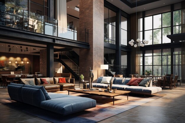 Living rooms with high ceilings