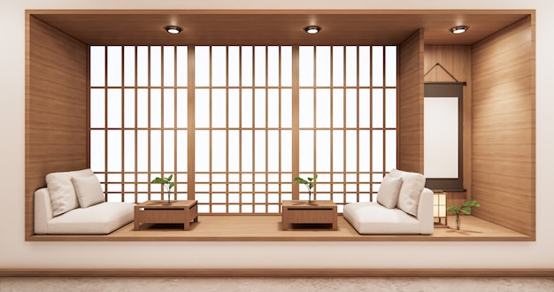 Living shelf design in room japanese style minimal design