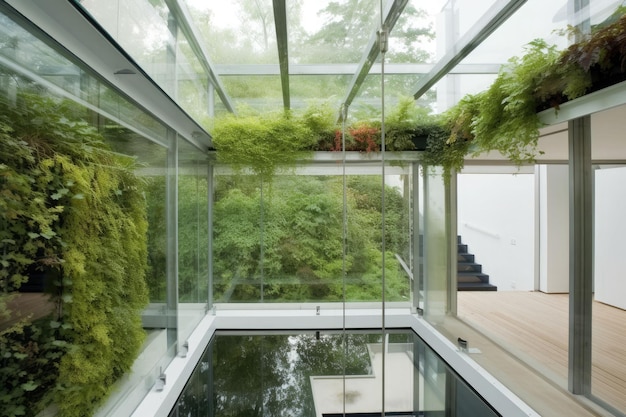Living walls roof garden sunrooms and spaces that transition from interior to exterior Generative AI