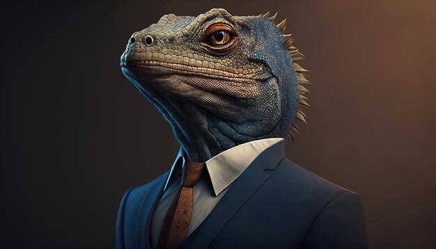 写真 ビジネス・スーツのイラストに登場するトカゲの頭