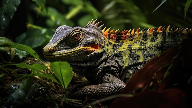 Lizard in Jungle Foliage