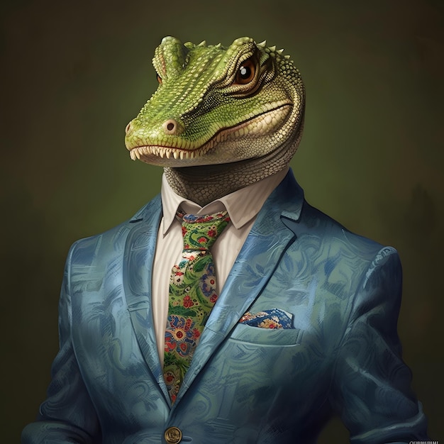 lizard man in suit