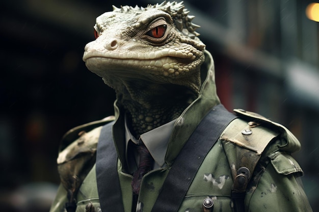 A Lizard in Military Uniform