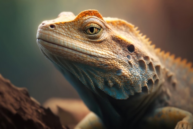 Lizard portrait on dark background AI Generative