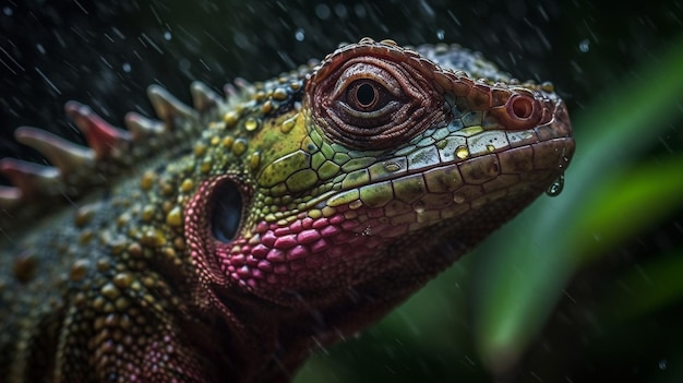 A lizard in the rain with the word lizard on it