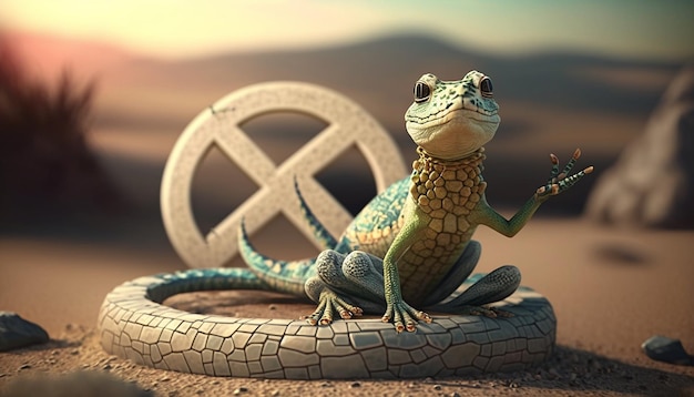 Lizard sits on top of a snake