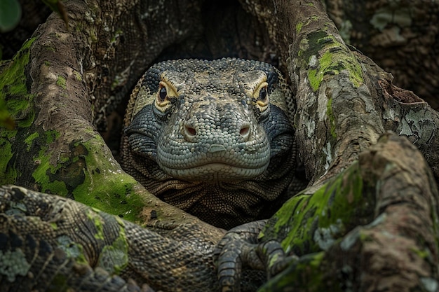 a lizard that is inside of a tree