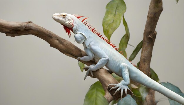 Photo a lizard on a tree branch with leaves