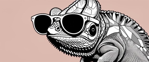 Photo lizard wearing sunglasses closeup