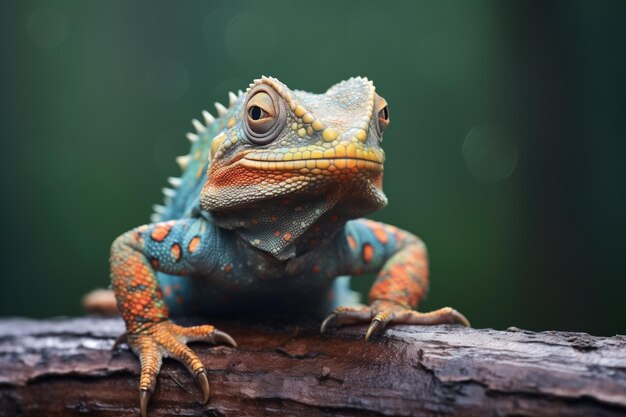 Photo lizard with spotted dewlap in a defensive pose