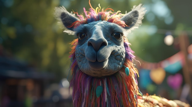 Llama 3d cartoon illustration