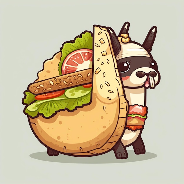 Photo llama eating a taco vector illustration