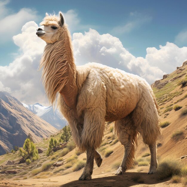 Foto llama in montagna