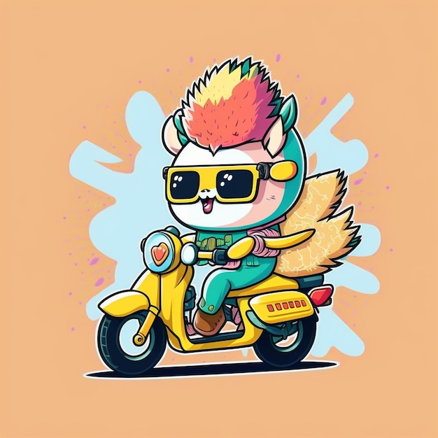 Llama Riding a Motorcycle Vector