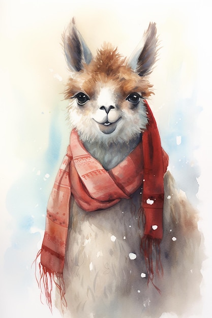 лама в шарфе с шарфом на шее.