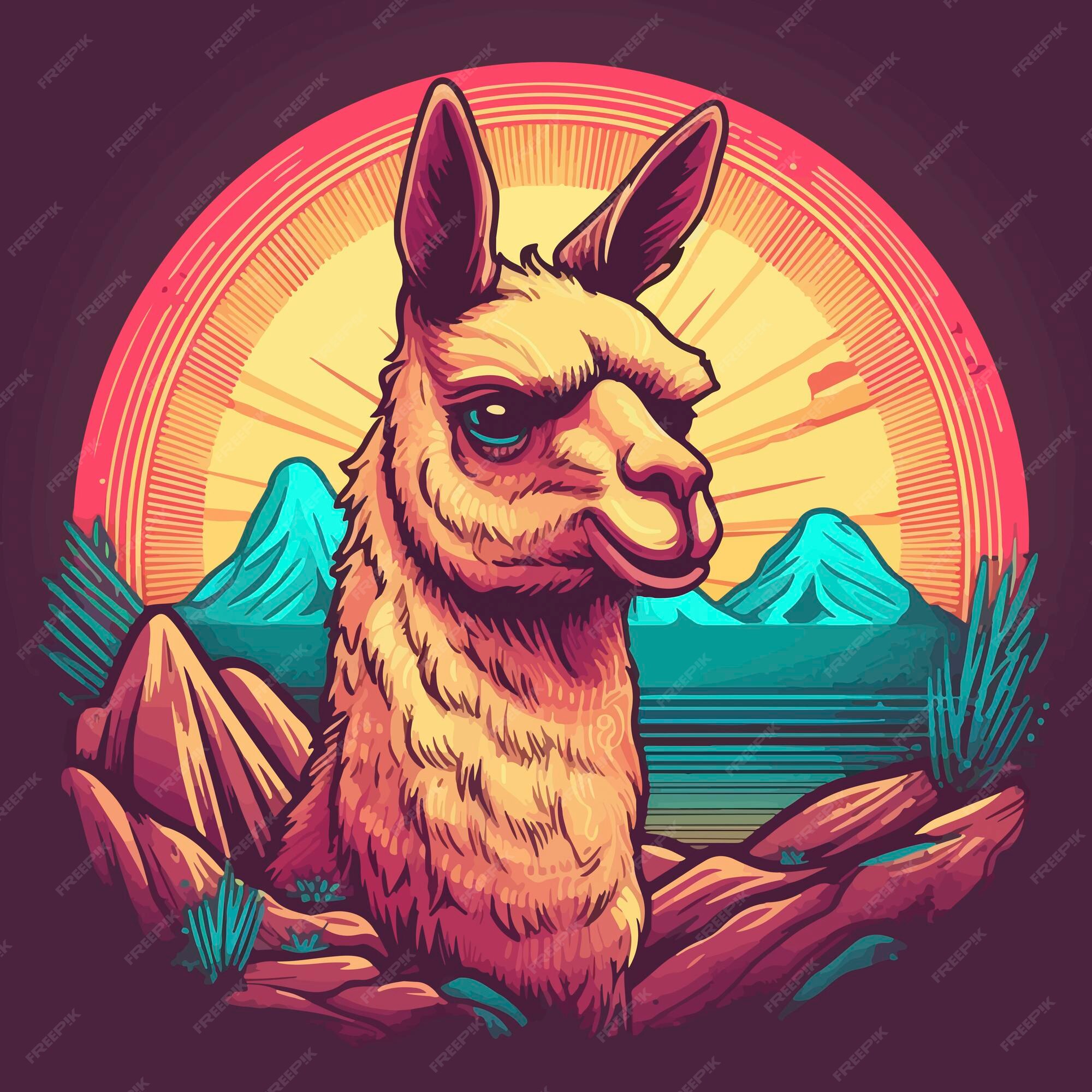 Premium Photo | A llama with landscape on its back
