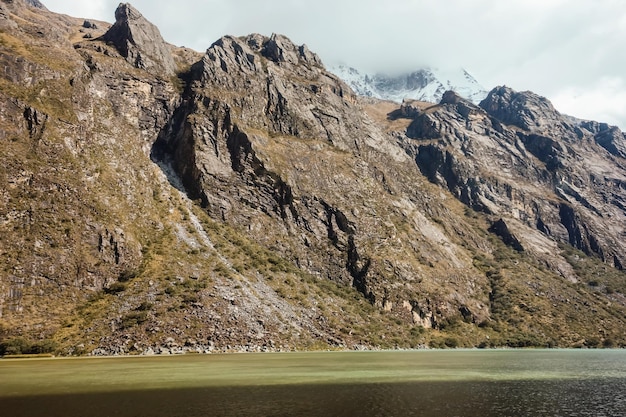 Llanganuco Lake, on the Cordillera Blanca in the Andes of Peru. Part of Huascaran National Park