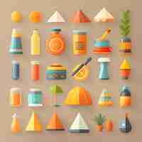 Photo lline icon set campingvector illustration