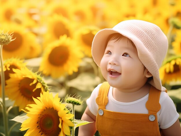 Llittle child with sunflower