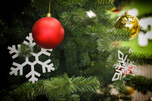 Llow balls, snowflake on a Christmas tree