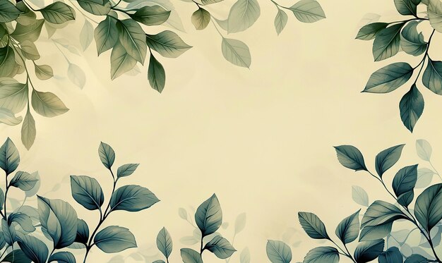 llustrate a simple yet stylish wallpaper with a minimalist green leaf frame Generate AI